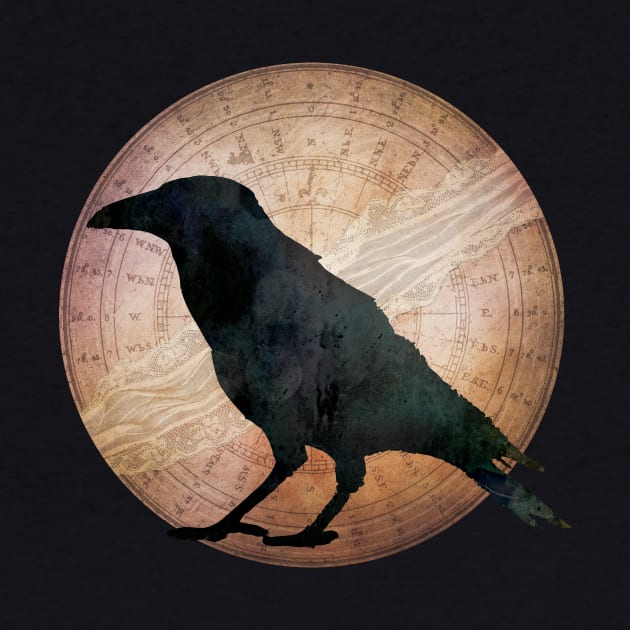 Crow and Moon - I wrap the moon in lace and sing you the seasons by directdesign